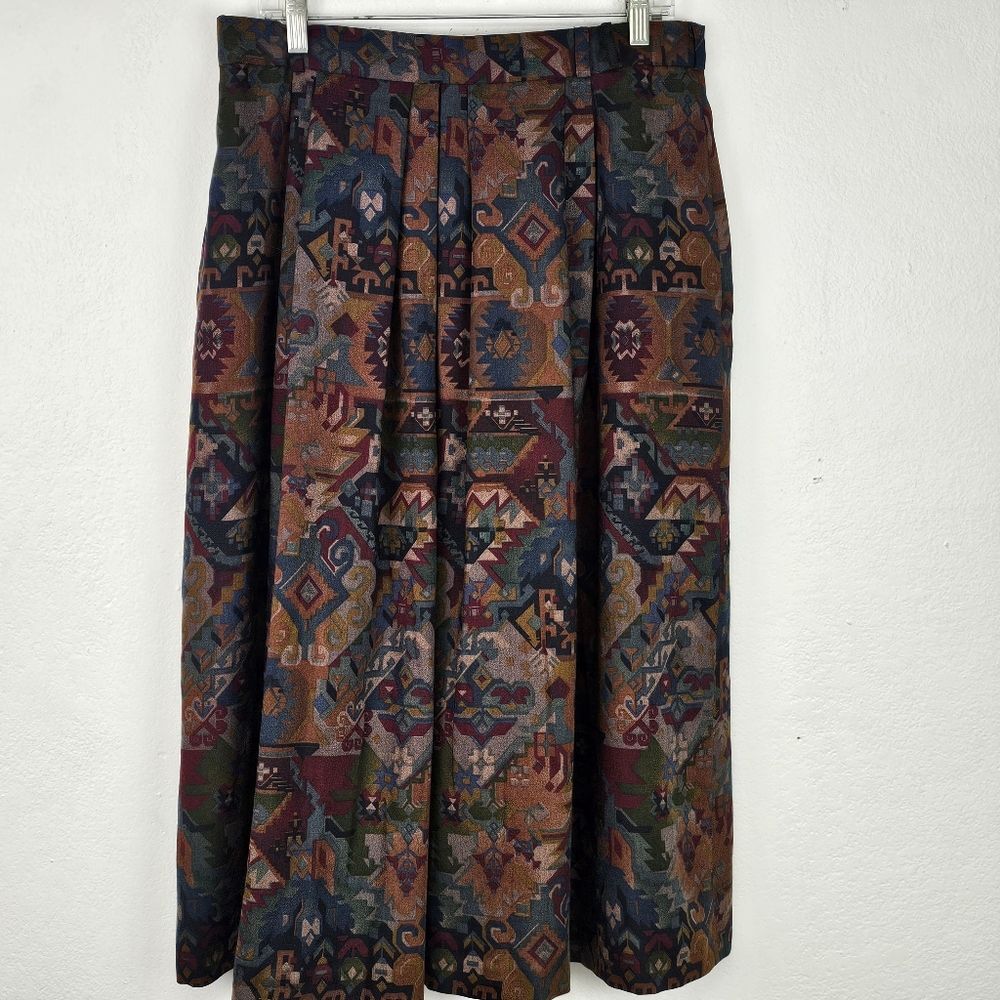 VTG Rehli Tracht Skirt Wool Challis Full A-Line Back Zip EU Sz 44/US 12  Germany